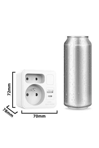 VELAMP zásuvková rozdvojka ADAT-FR-12 s USB-A+C a světlem
