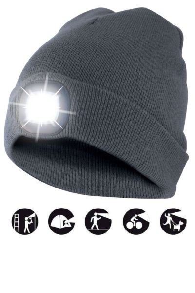 čepice CAP02L s LED světlem tmavě šedá, s odrazkou