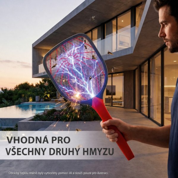 VELAMP Nabíjateľná elektrická plácačka na komáre REPEL05R
