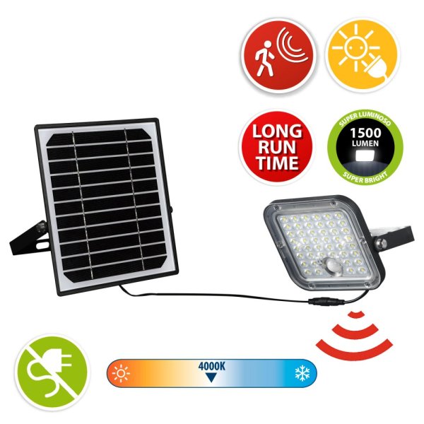 VELAMP LED solárny reflektor SL365 1500 Lm so senzorom