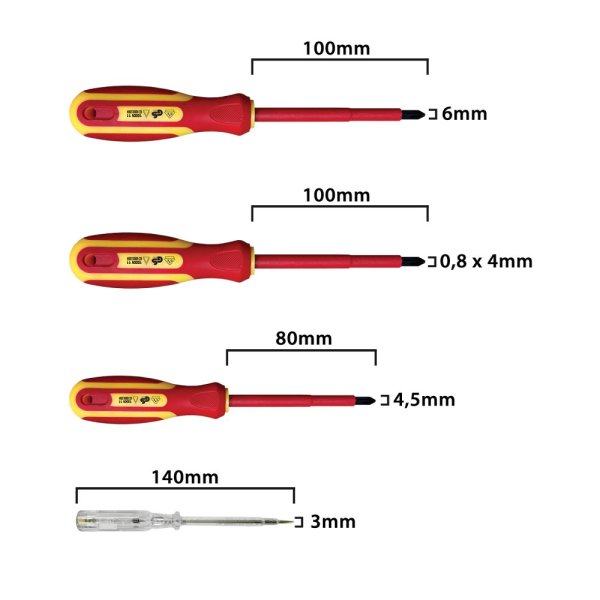 Sada 4 izolovaných skrutkovačov VELAMP CF144, VDE