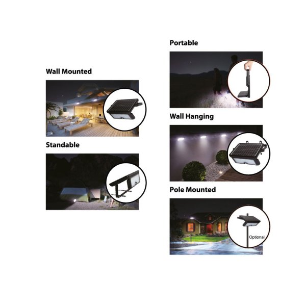 VELAMP LED reflektor SL360 so solárnym nabíjaním, detektor pohybu