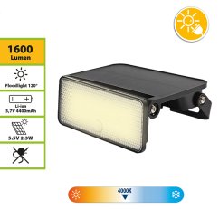 VELAMP SL363 reflektor se solárním napájením 1600 lm, s pohybovým senzorem