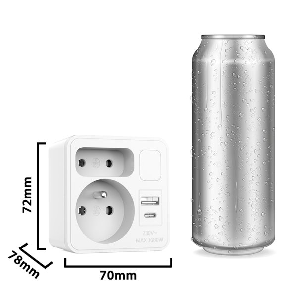 VELAMP zásuvková rozdvojka ADAT-FR-12 s USB-A+C a světlem