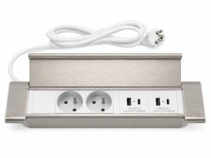 Vstavaná zásuvková lišta IN 553048 s 2 zásuvkami a 2xUSB A+C