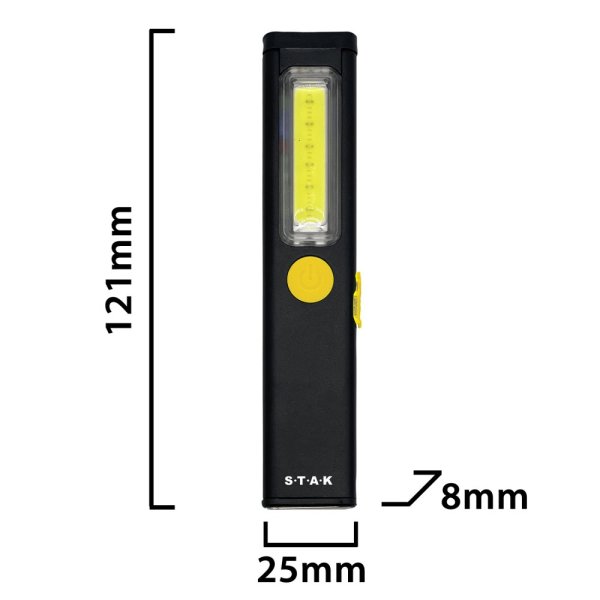 VELAMP ST476, Nabíjecí LED svítilna 3 W, extra tenké hliníkové provedení, černá