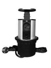 Výsuvná lišta IN 553003 2stranná, 3 zásuvky + 2 USB