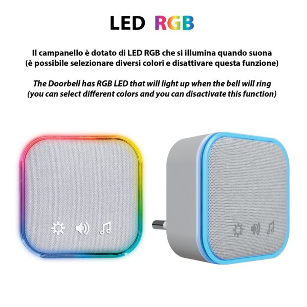 VELAMP DOM052 Sada 2 zvonků do zásuvky,150m,36 melodií