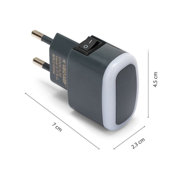 VELAMP IL30 LED noční osvětlení s vypínačem černé