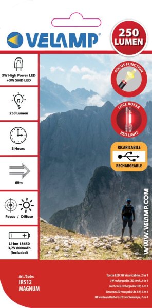 VELAMP IR512 Nabíjateľné LED svietidlo 3W