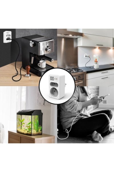 VELAMP zásuvková rozdvojka ADAT-FR-10 s USB-A+C