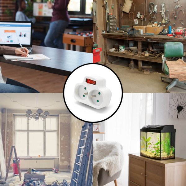 VELAMP zásuvkový rozbočovač ADAT-FR-4 s vypínačom