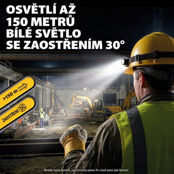 VELAMP ST216, Nabíjateľná čelovka 15W s UV svetlom a magnetom