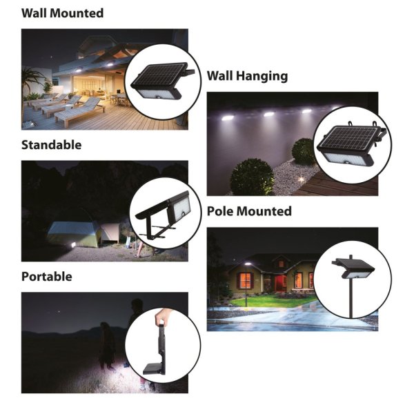 VELAMP LED reflektor SL362 se solárním nabíjením, detektor pohybu