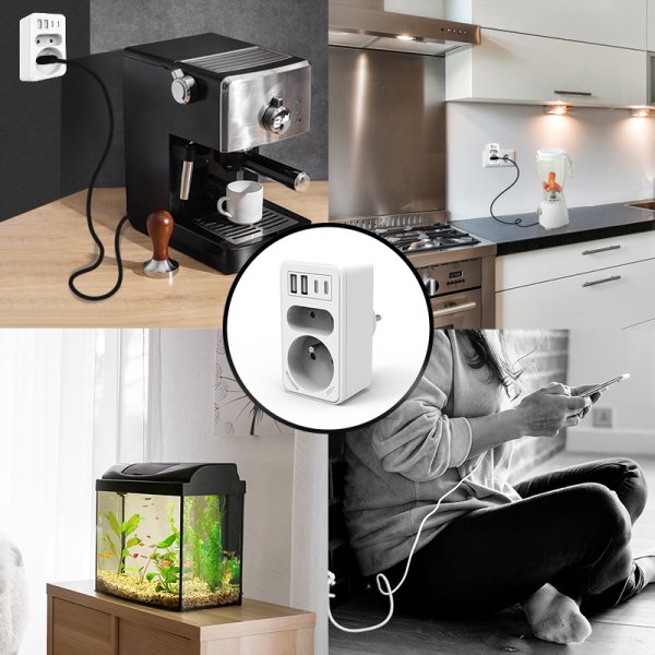 VELAMP zásuvková rozdvojka ADAT-FR-10 s USB-A+C