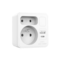 VELAMP zásuvková rozdvojka ADAT-FR-12 s USB-A+C a světlem