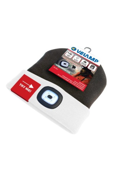 čiapka CAP17 s LED svetlom bielo-čierna