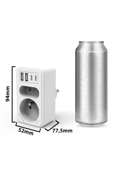 VELAMP zásuvková rozdvojka ADAT-FR-10 s USB-A+C