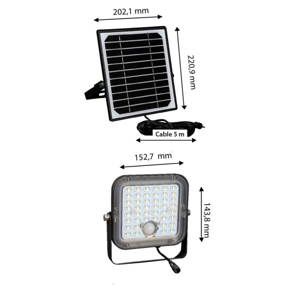 VELAMP LED solární reflektor SL365 1500 Lm se senzorem