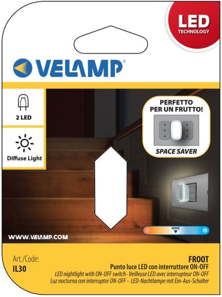 VELAMP IL30 LED noční osvětlení s vypínačem černé