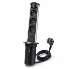 Automatická výsuvná lišta N 553044, 3 zásuvky, USB A + C