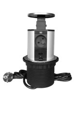 Výsuvná lišta IN 553003 2-stranná, 3 zásuvky + 2 USB