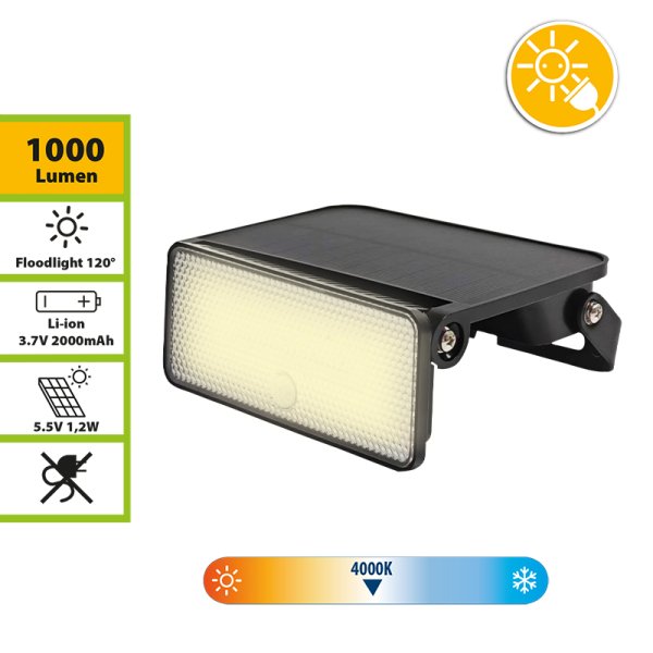 VELAMP SL361 Solární LED reflektor s výkonem 1000 lumenů