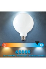 VELAMP OPÁLOVÁ VLÁKNOVÁ žiarovka 12W Globe , E27, 6500K