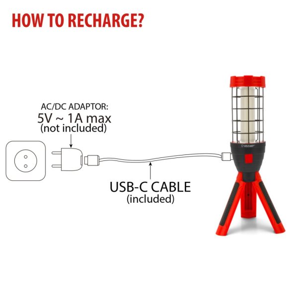 VELAMP IR480, Nabíjecí pracovní světlo 800 lm na mini stativu