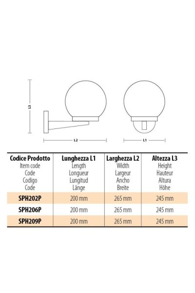 VELAMP Venkovní nástěnné světlo APOLUX SPH206P