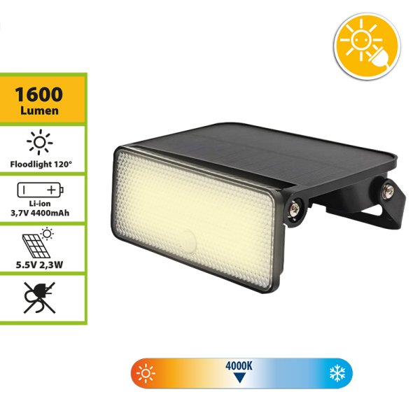 VELAMP SL363 reflektor se solárním napájením 1600 lm, s pohybovým senzorem