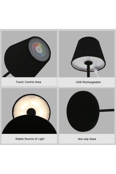 VELAMP Nabíjacia stolná RGB lampa TL1908-B s dotykovým spínačom