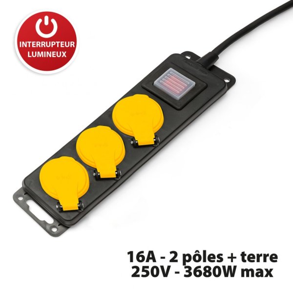 VELAMP ST303FR Vonkajšia viacnásobná zásuvka IP44