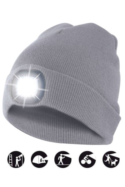 čiapka CAP01 s LED svetlom svetlosivá