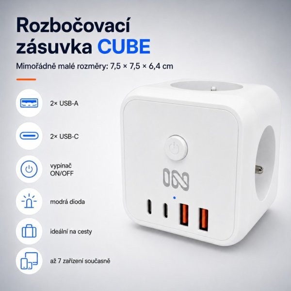 IN Rozbočovacia zásuvka CUBE s USB nabíjaním (553063)