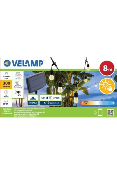 VELAMP LED světelný řetěz PS070S se solárním nabíjením, 8m