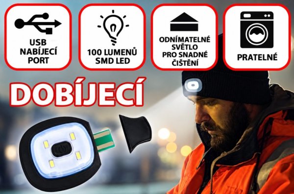 VELAMP čepice CAP07L s LED světlem limetkově žlutá, s odrazkou