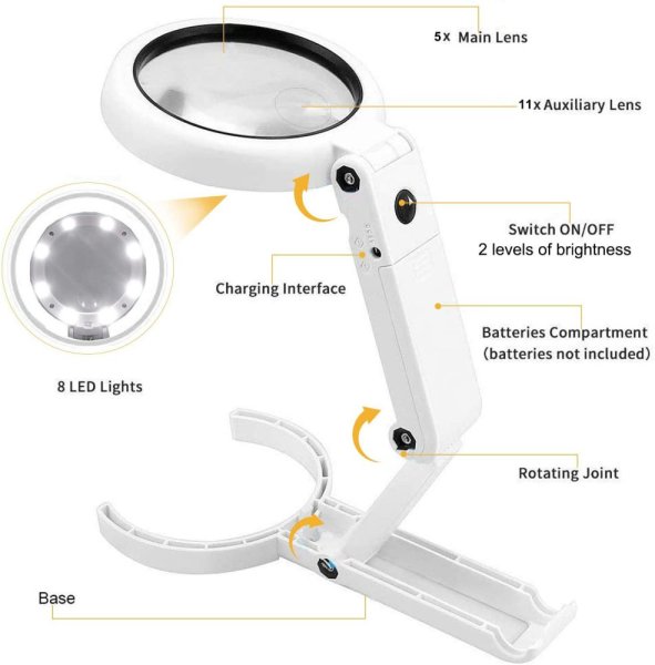 VELAMP LE037 prenosná lampa s osvetlením a lupou