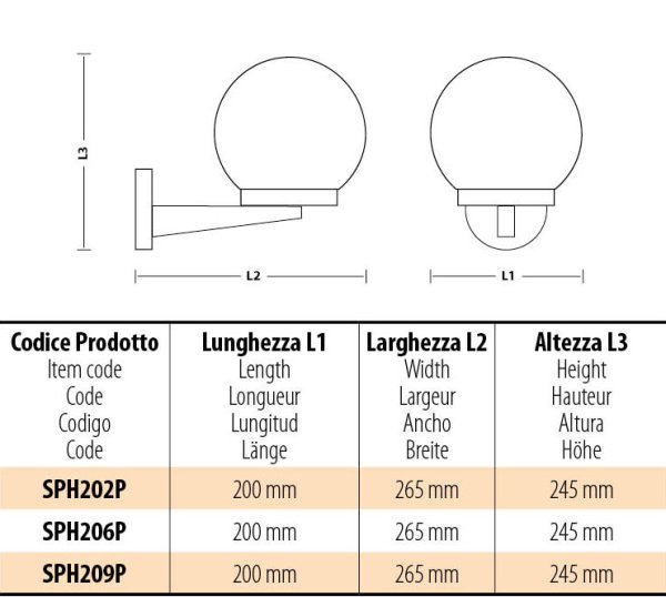 VELAMP Venkovní nástěnné světlo APOLUX SPH206P