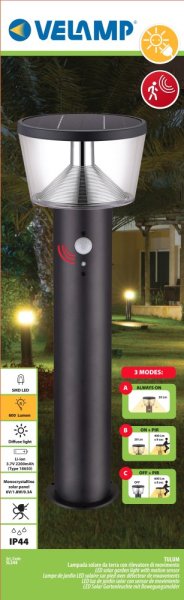 VELAMP LED solární světlo SL344 se senzorem