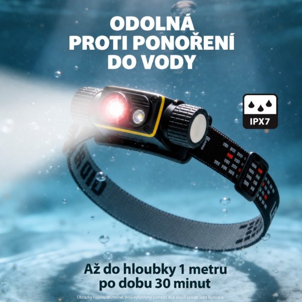 VELAMP ST216, Nabíjateľná čelovka 15W s UV svetlom a magnetom