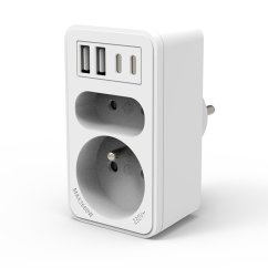 VELAMP zásuvková rozdvojka ADAT-FR-10 s USB-A+C
