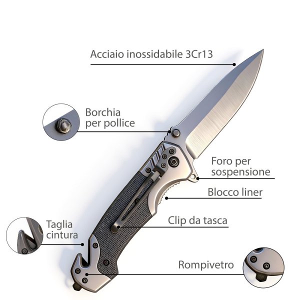 VELAMP IG359, Kapesní nůž, čepel 10 cm, zavírací, šedý