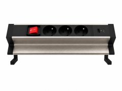 Stolová zásuvková lišta IN 553047, 3 zásuvky, USB A+C, vypínač