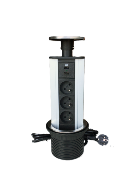 Výsuvná lišta IN 553001, 3 zásuvky + 2 USB