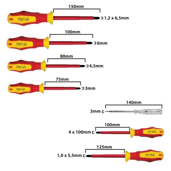 Sada 7 izolovaných skrutkovačov VELAMP CF170, VDE