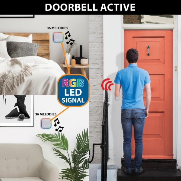 VELAMP DOM052 Sada 2 zvonků do zásuvky,150m,36 melodií