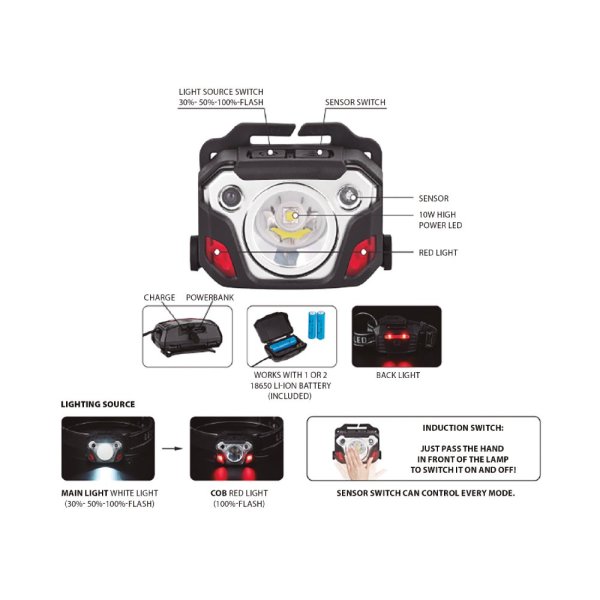 VELAMP ST219 čelovka 10W, handsfree, powerbanka