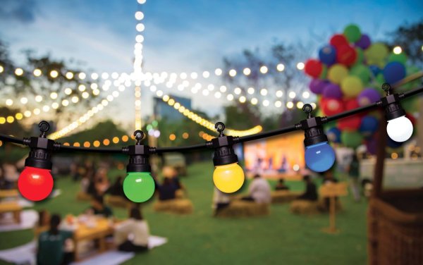 VELAMP Vonkajšia svetelná reťaz PS066 s 20 farebnými žiarovkami