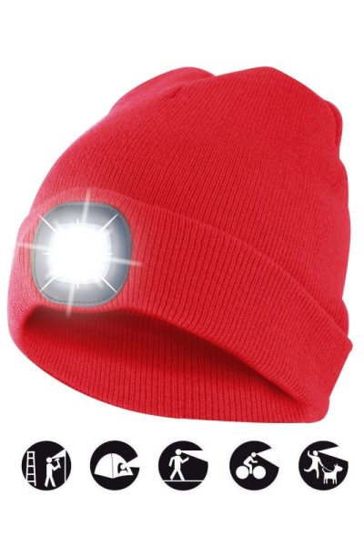 čepice CAP08 s LED světlem červená